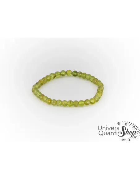 peridot propriété : péridot pierre verte bracelet boule de 6mm A fond blanc