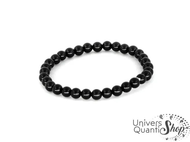 bracelet pierre noire obsidienne pierre de protection 06mm qualité A sur fond blanc