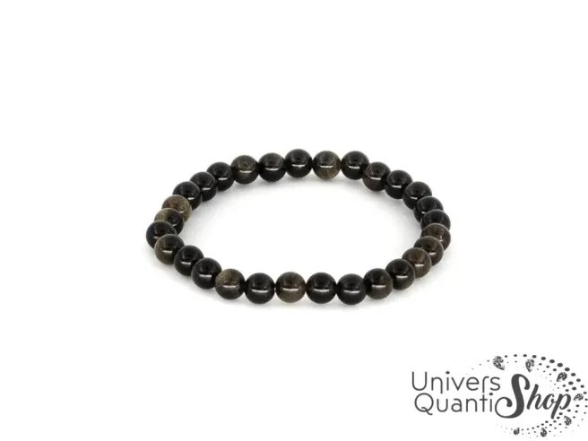 obsidienne dorée bienfaits bracelet 06mm qualité A sur fond blanc