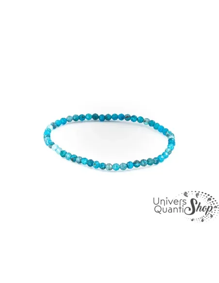 Bracelet apatite bleue facetté 4mm qualité AA sur un fond blanc Bracelet apatite bleue facetté 4mm qualité AA sur un fond blanc