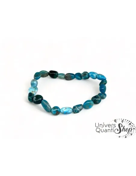 apatite bleue bracelet pierre spirituelle pierre roulées qualité A sur fond blanc