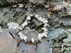 Bracelet cristal de roche tourmaline - vertu - bienfaits - Qualité A - Baroque