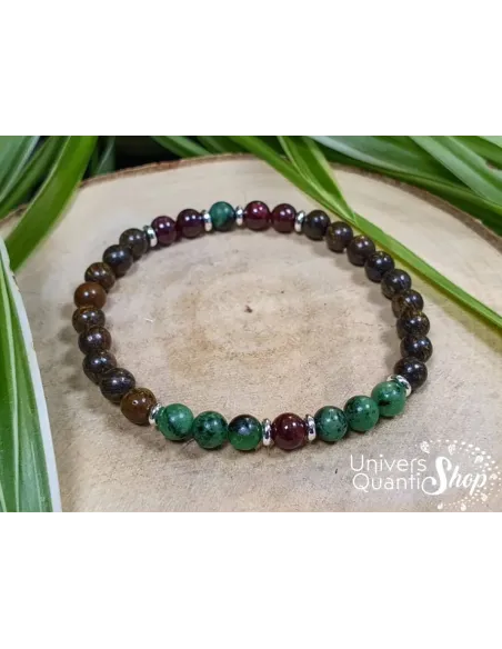 bracelet amour pierre naturelles pour homme lithothérapie Amour d'Apollon 6mm : bronzite, grenat et rubis zoïsite bracelet amour pierre naturelles pour homme lithothérapie Amour d'Apollon 6mm : bronzite, grenat et rubis zoïsite