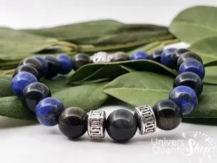 bracelet oeil d'horus pierres naturelles 8mm sur des feuilles vertes