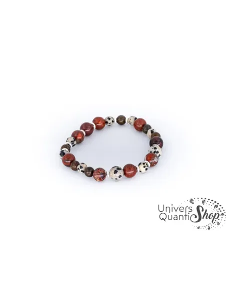 bijou homme pierre naturelle bracelet sexualité sacrée : jaspe rouge, bronzite et jaspe dalmatien sur fond blanc bijou homme pierre naturelle bracelet sexualité sacrée : jaspe rouge, bronzite et jaspe dalmatien sur fond blanc
