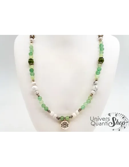 collier femme pas cher lithothérapie, nouvelle ressource : jade, howlite, cristal sur fond blanc collier femme pas cher lithothérapie, nouvelle ressource : jade, howlite, cristal sur fond blanc