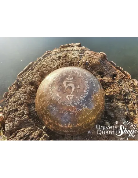 Bol Chantant Tibétain “Tara Blanche Gravé Main” aux 9 métaux - 29 cm / 2245 grs face arrière