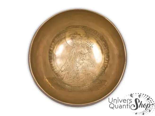 Bol tara blanche gravé main petit modèle vue intérieure sur fond blanc