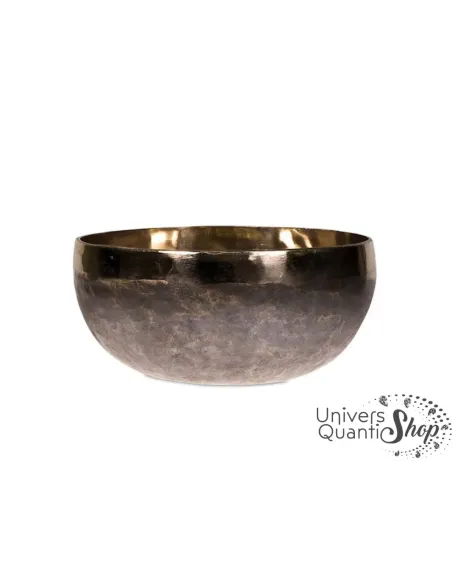 Bol Chantant Tibétain “Terre du Soleil” 9 métaux martelé main vue de face sur fond blanc