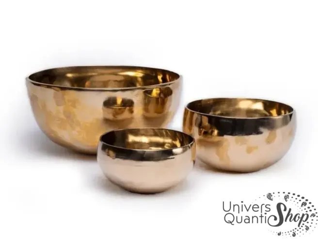 ensemble de Bol tibétain 9 métaux - Mantra or, bol tibétain doré - Univers Quantic Shop