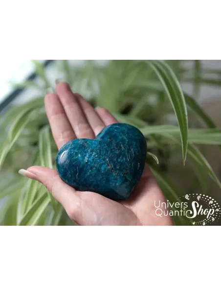 apatite bleue vertus coeur numéro 3 posé sur une main