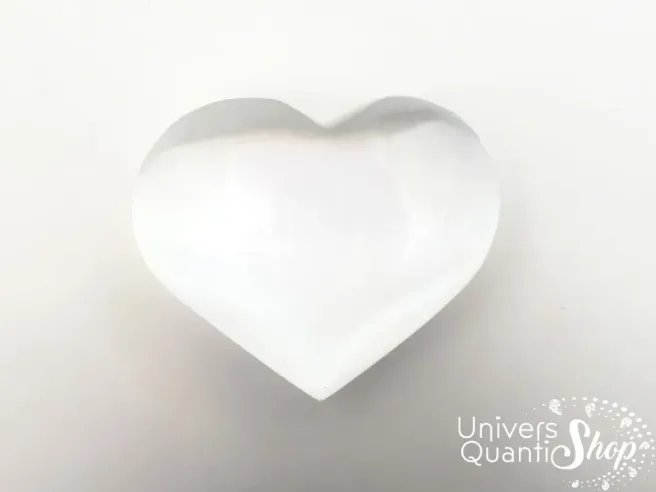 Coeur sélénite 6cm sur fond ombré