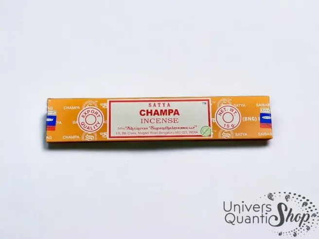 encens champa bienfaits - encens batonnets purification - boite encens sur fond blanc