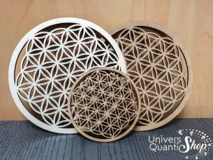 fleur de vie en bois naturel à poser différents diamètres : 9cm, 14.5cm et 22cm