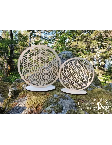 Fleurs de vie en bois de bouleau en pleine nature , 22cm et 18cm sur socle, géométrie sacrée. Fleurs de vie en bois de bouleau en pleine nature , 22cm et 18cm sur socle, géométrie sacrée.