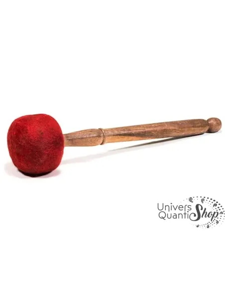 mailloche bois pour bol tibétain tête lourde en feutre rouge taille L sur fond blanc mailloche bois pour bol tibétain tête lourde en feutre rouge taille L sur fond blanc