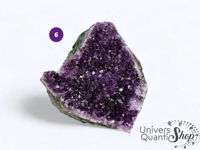 druse d'améthyste naturelle qualité AA numéro 6 sur fond blanc