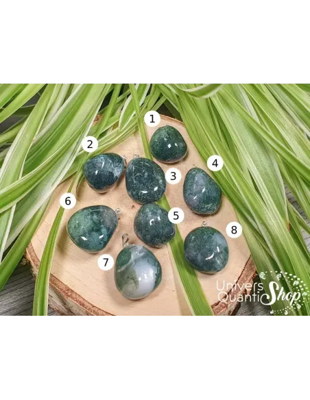 pierre agate mousse naturelle - pendentif agate mousse numéroté - boutique ésotérique univers quantic shop pierre agate mousse naturelle - pendentif agate mousse numéroté - boutique ésotérique univers quantic shop