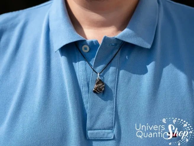 pendentif pierre agate plume - pierre noire - bienfaits et propriétés en lithothérapie