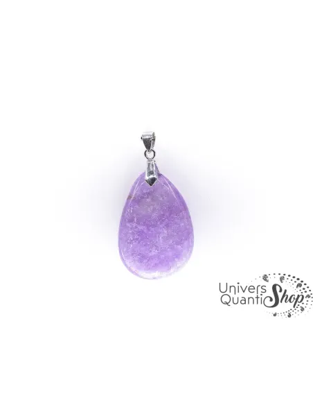 améthyste pendentif pierre plate qualité A sur fond blanc