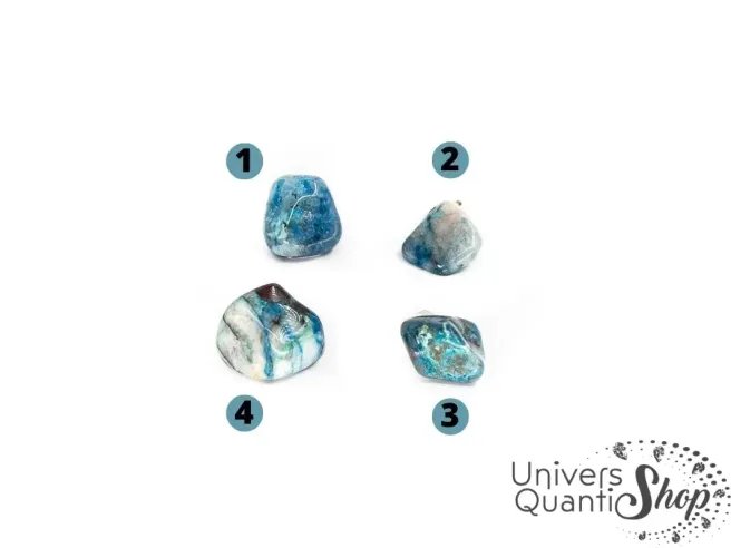 chrysocolle shattuckite pendentif pierre roulée - pierre bleue de communication numérotées