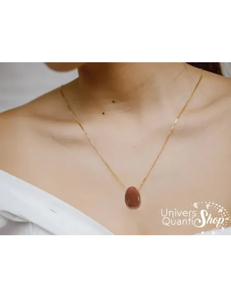 pierre cornaline, pendentif pierre naturelle univers quantic shop porté autour du cou femme