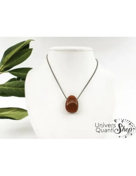 pendentif pierre percée cornaline - boutique de lithothérapie univers quantic shop