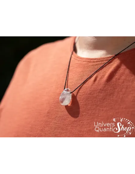 pendentif cristal de roche homme, pierre transparente, boutique lithotherapie strasbourg