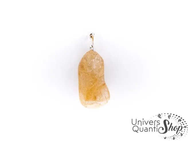 quartz rutile jaune pendentif pierre roulée naturelle sur fond blanc - boutique ésotérique