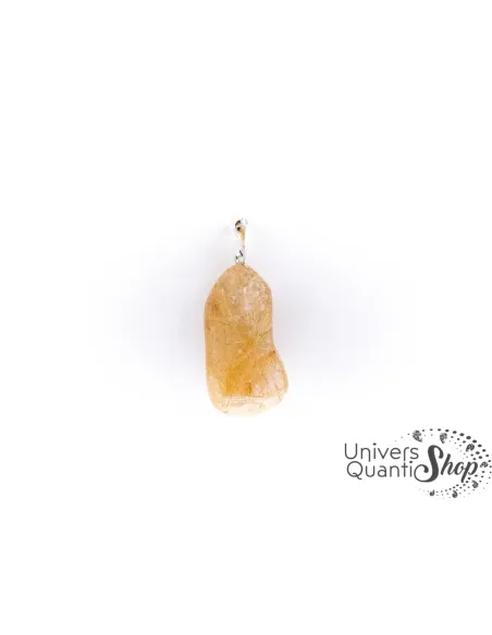 quartz rutile jaune pendentif pierre roulée naturelle sur fond blanc - boutique ésotérique