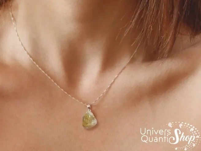 pendentif quartz rutile naturelle, pierre de protection spirituelle