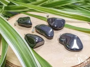 pendentif pierre roulée naturelle - pierre hématite polie, boutique de lithothérapie