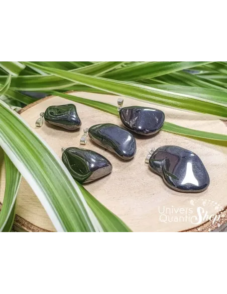 pendentif pierre roulée naturelle - pierre hématite polie, boutique de lithothérapie