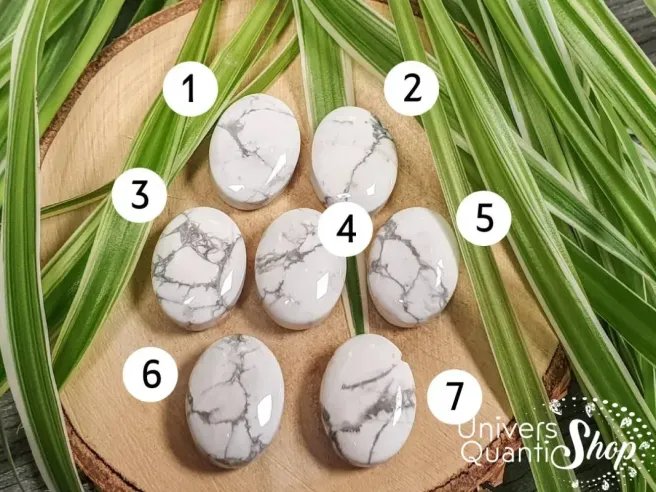 Pendentif pierre naturelle howlite blanche numéros - Univers Quantic Shop