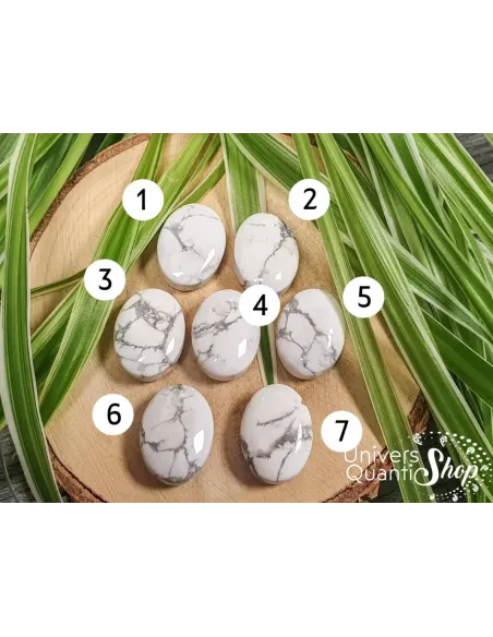 Pendentif pierre naturelle howlite blanche numéros - Univers Quantic Shop