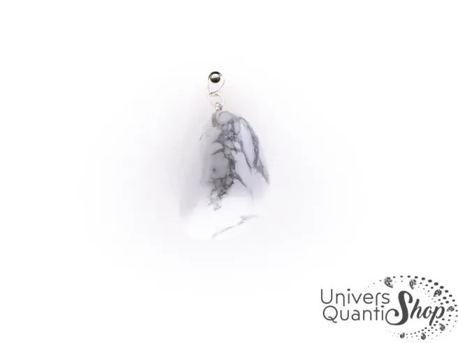 lithotherapie howlite - pierre roulée howlite pendentif - pendentif pour femme sur fond blanc