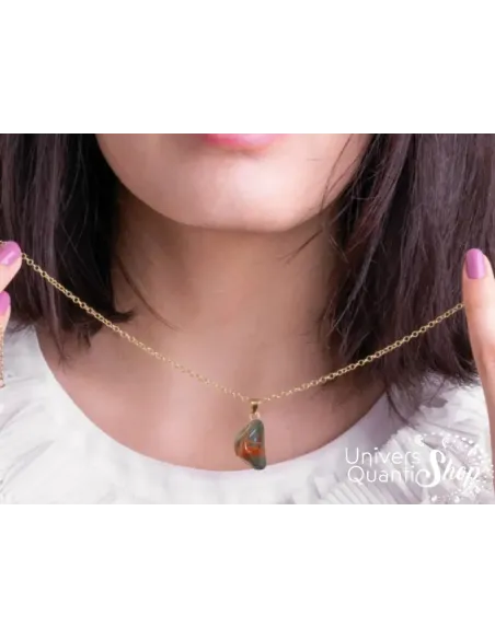 pendentif jaspe héliotrope pierre naturelle qualité A univers quantic shop