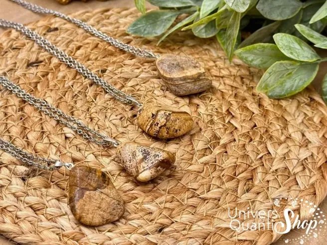 jaspe paysage pendentif pierre naturelle de réconfort et de vitalité, univers quantic shop