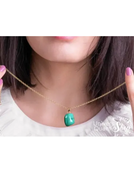 pendentif malachite pierre roulée verte - boutique de pierre strasbourg