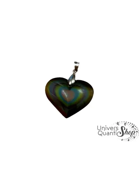 pendentif obsidienne oeil céleste, pierre de protection en coeur sur fond blanc pendentif obsidienne oeil céleste, pierre de protection en coeur sur fond blanc