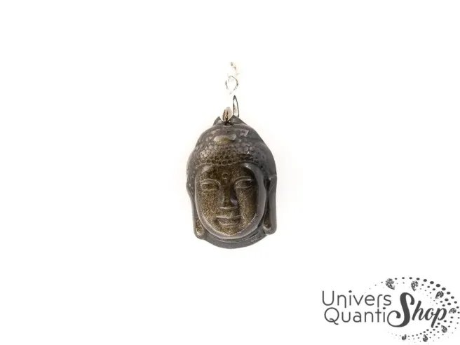 acheter pendentif boudhha en obsidienne dorée, qualité A+ sur fond blanc