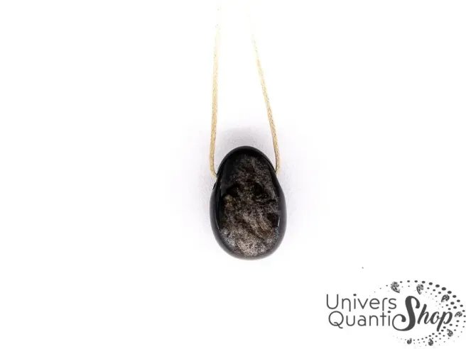 pendentif pierre obsidienne dorée protection qualité A sur fond blanc