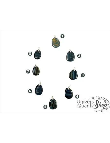 oeil de faucon pendentifs en pierres naturelles sur fond blanc, choix de la pierre avec numéros oeil de faucon pendentifs en pierres naturelles sur fond blanc, choix de la pierre avec numéros