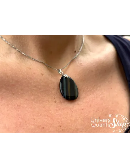 oeil de faucon bleu, pendentif lithothérapie de belle qualité AA oeil de faucon bleu, pendentif lithothérapie de belle qualité AA