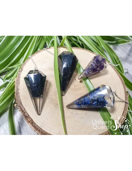 Pendule divinatoire orgonite et pierres naturelles - univers quantic shop