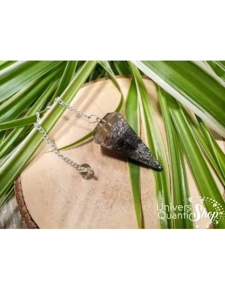 pendule divinatoire orgonite en obsidienne noire - pierre de protection et d'ancrage - univers quantic shop