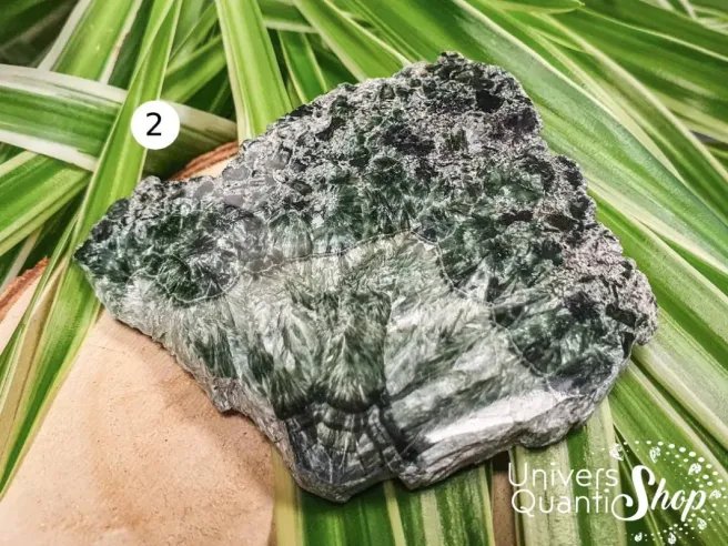 séraphinite brute pierre verte aux reflets argentés numéro 2