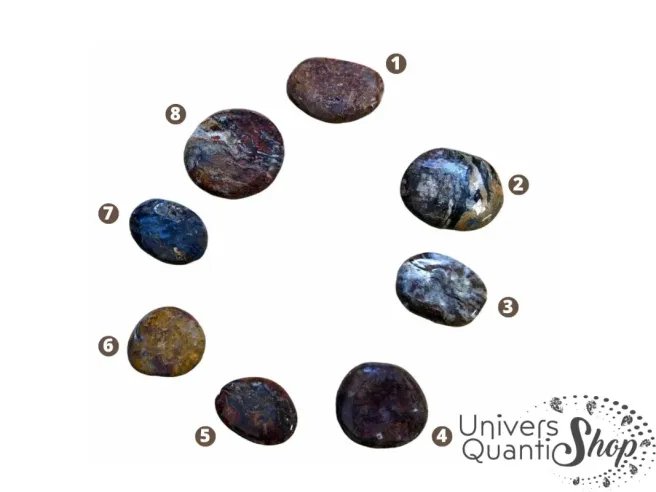 pierre plate en piétersite numérotées sur fond blanc