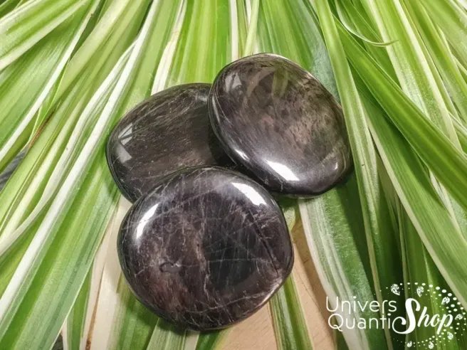 hypersthène pierre plate noire d'ancrage en lithothérapie - univers quantic shop