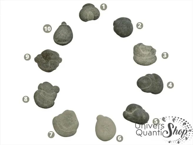 pierres des fées du canada, pierre brute de féminité et d'ancrage, numérotés sur fond blanc